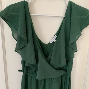 Baltic Born green faux-wrap dress with flutter top, size small